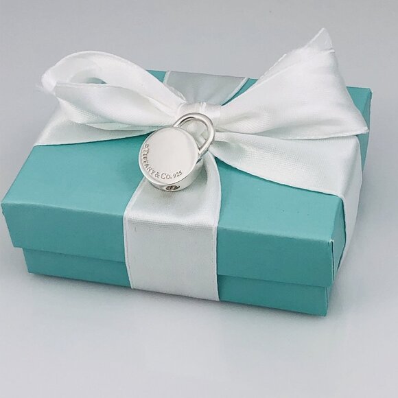 Tiffany & Co Sterling Silver Round Blank Padlock Lock Charm Engravable - Picture 2 of 8